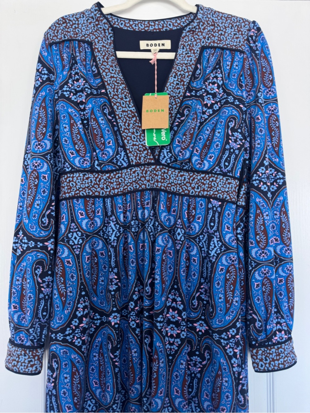 Boden NWT Hotched Ponte Paisley Midi Dress Blue Size 6 - Picture 7 of 15